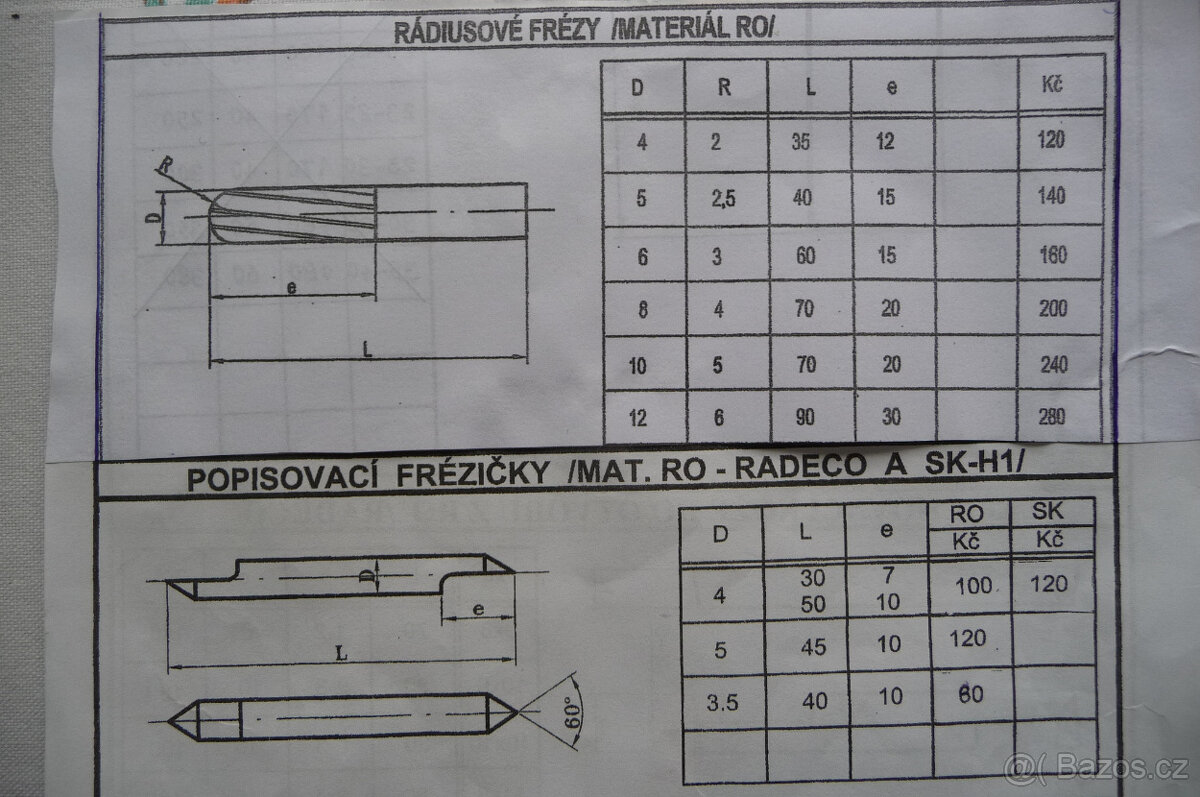 Prodám frézy rádiusové,popisovací,dvoubřité - 3