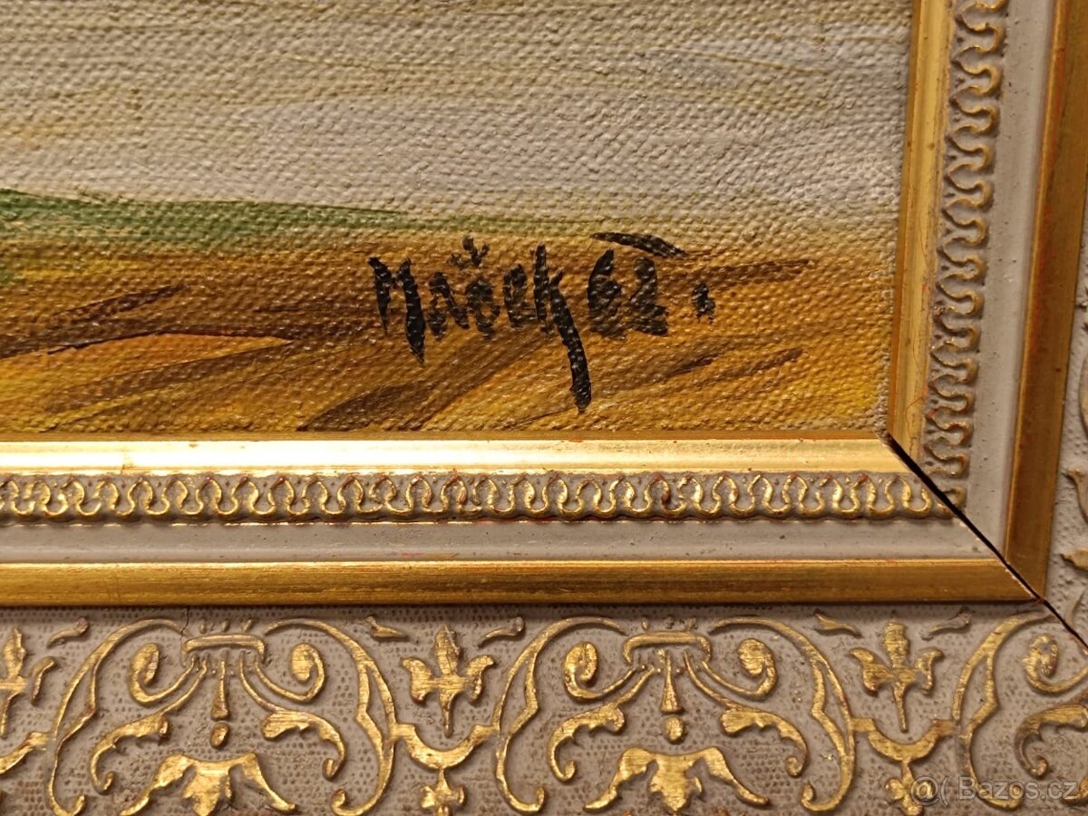 Obraz Mašek, Jihočeská ves 1962, olej 46x51 - 3