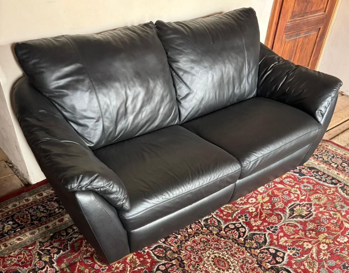 Černá kožená sedačka,5843 - 3