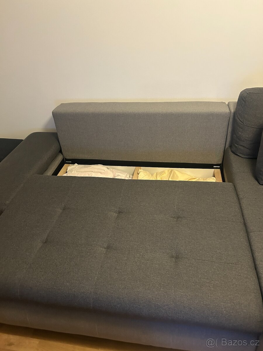 ROHOVÁ SEDAČKA, textil, šedá, světle šedá - 3