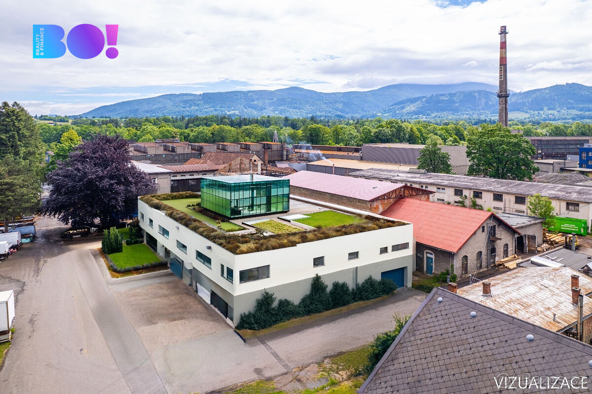 Prodej výrobní haly 1147 m², pozemek 3049 m², Frýdlant nad O – pohled 3