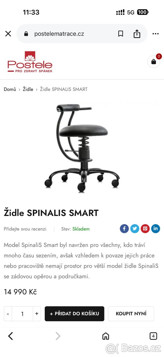 zdravotní kancelářská židle Spinalis Smart - 3