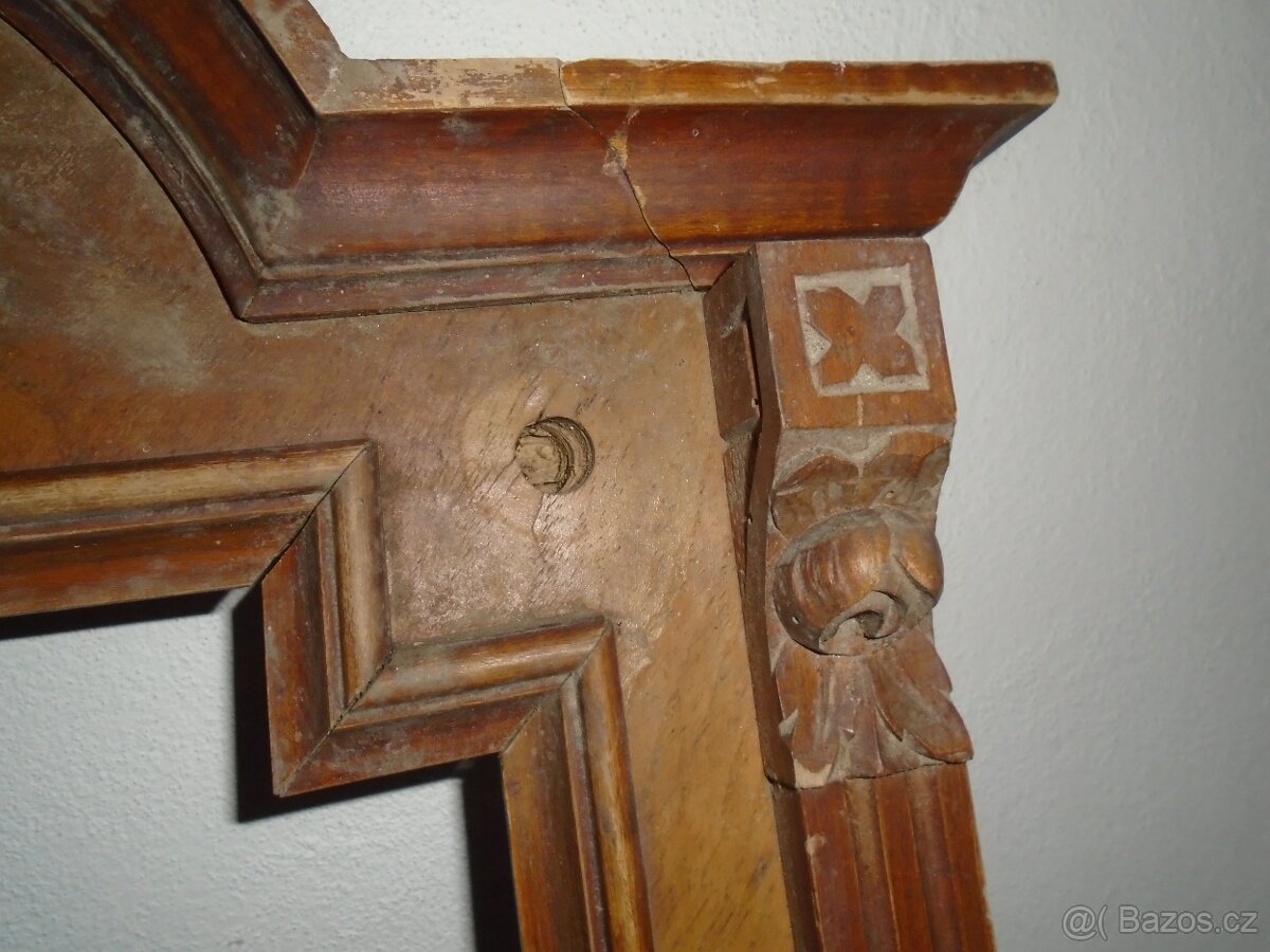 Velký starý, dřevěný rám na zrcadlo - 3
