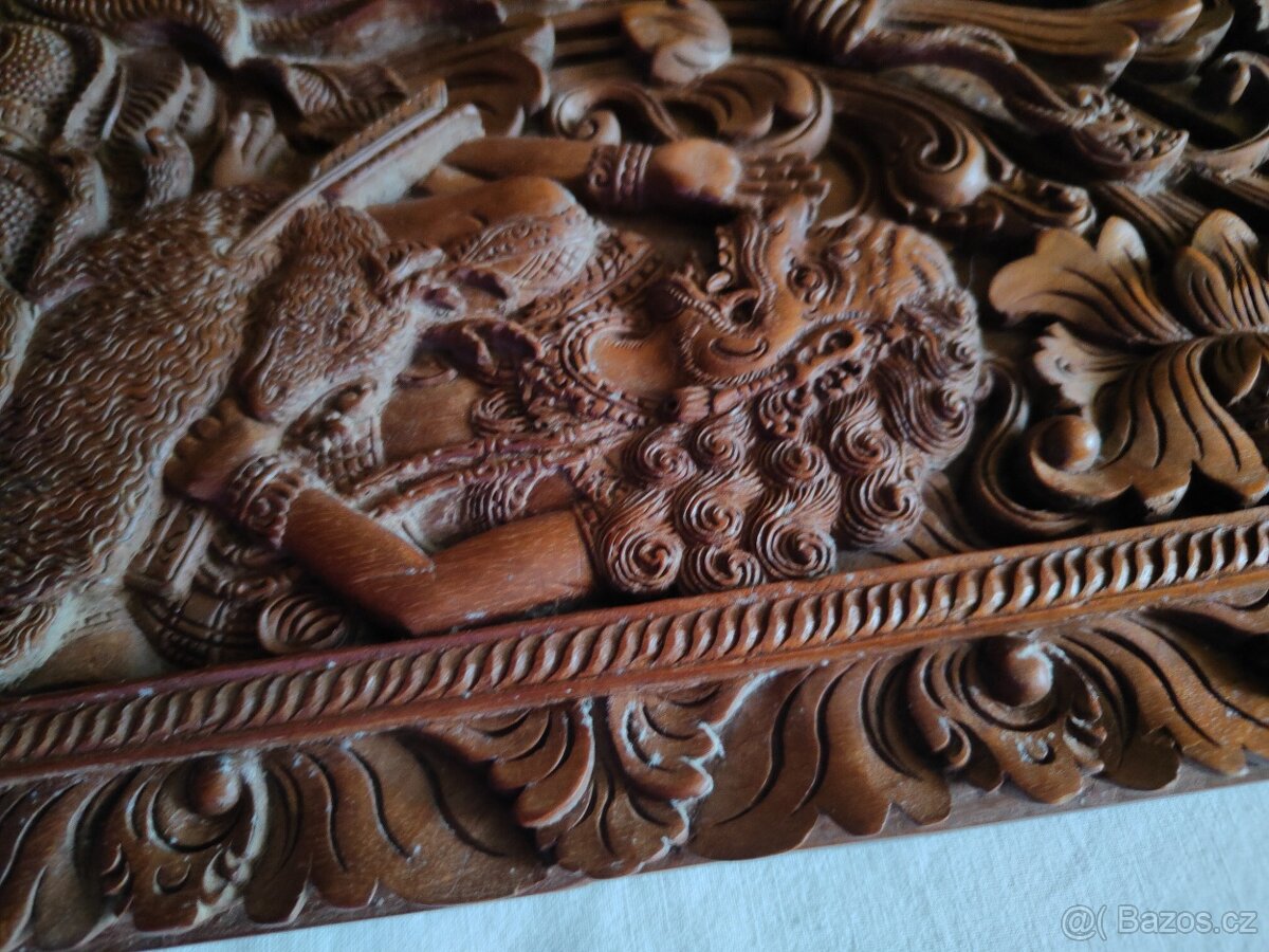 2 Drevené panely Rámájany z Bali - 3