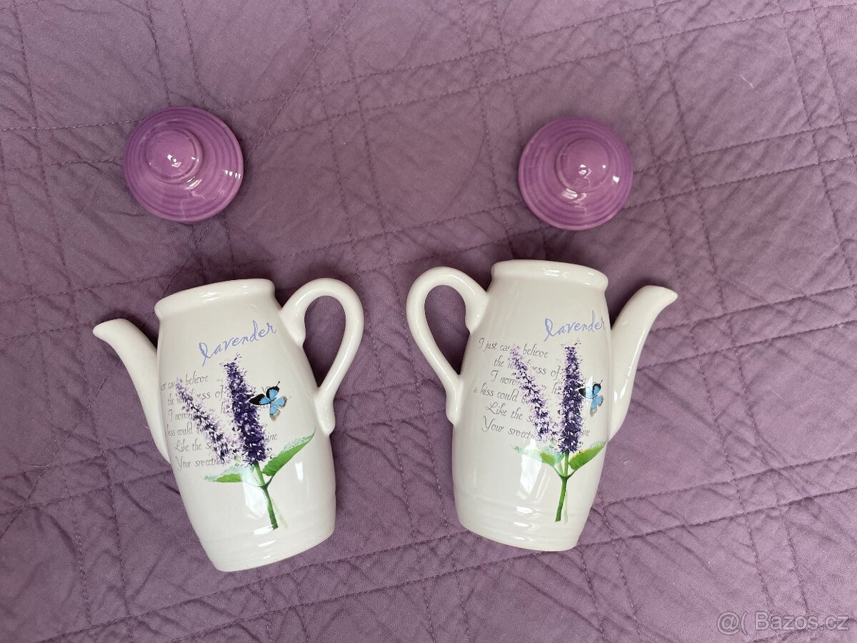 dózy na koření (dekor levandule) + polička na zavěšení - 3