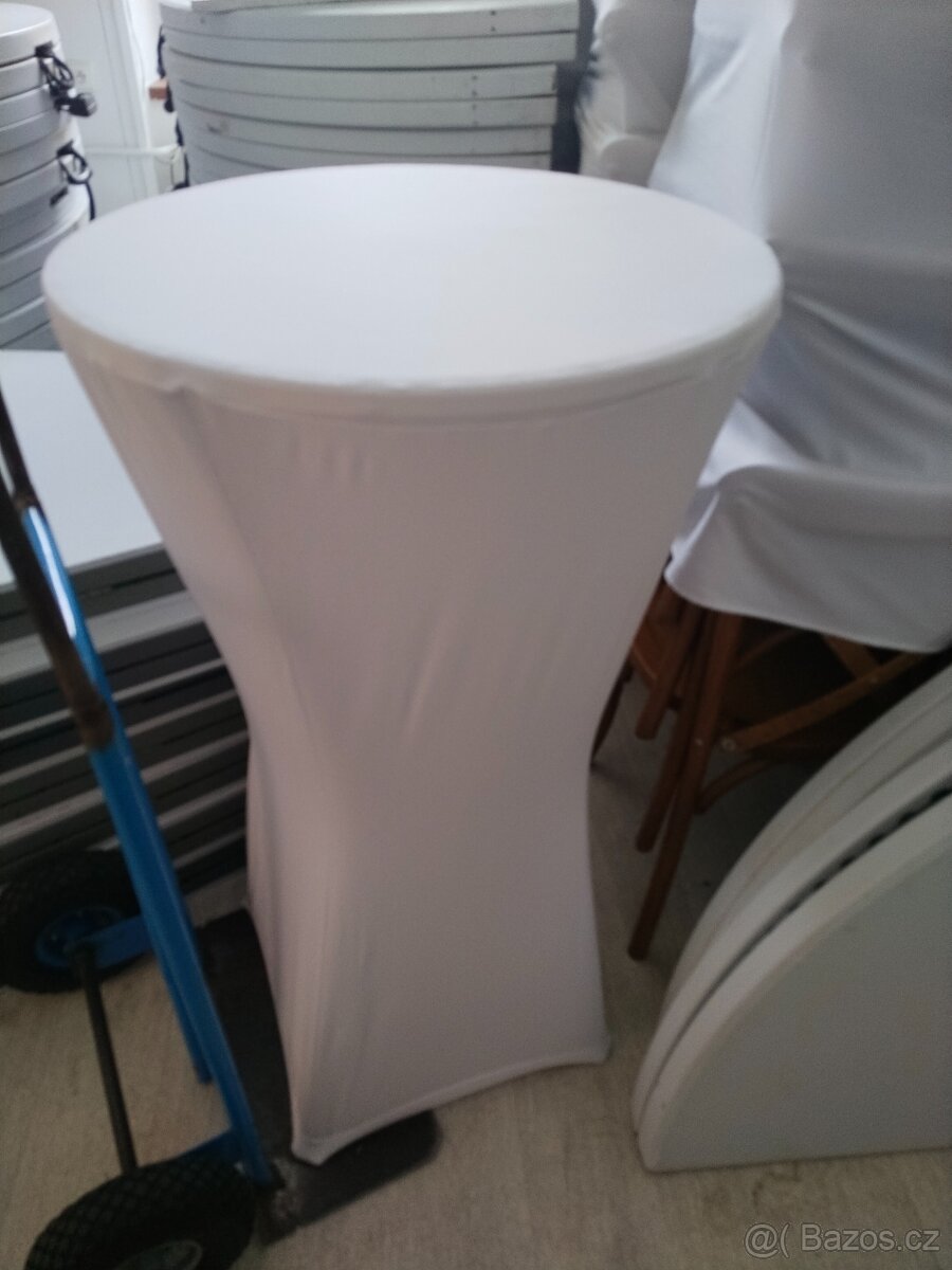 Bistro stolky, 12 ks, kovová noha, dřevěná deska + potahy - 3