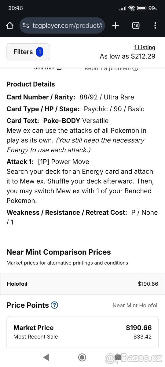 Pokémon kartička Mew EX - 3