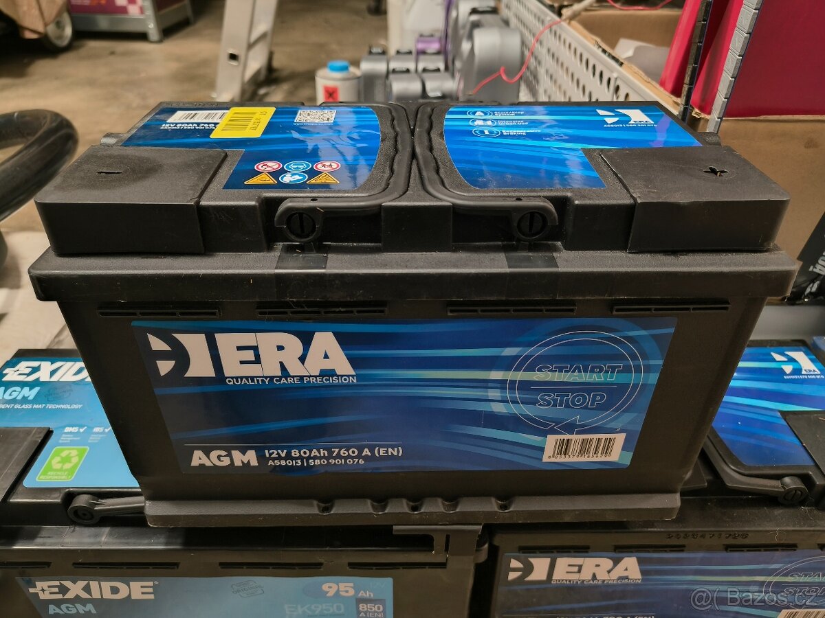Autobaterie 80ah AGM nová 12V ERA, EXIDE, Bosch - 3