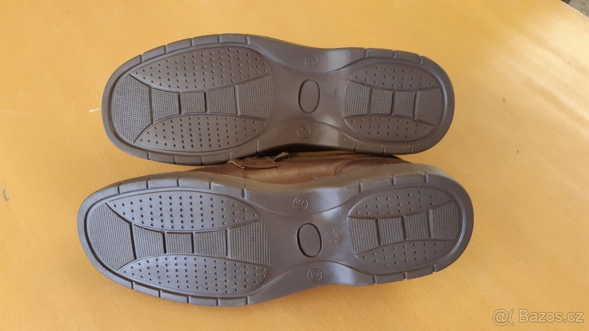 Kožené hnědé polobotky-mokasíny - 3