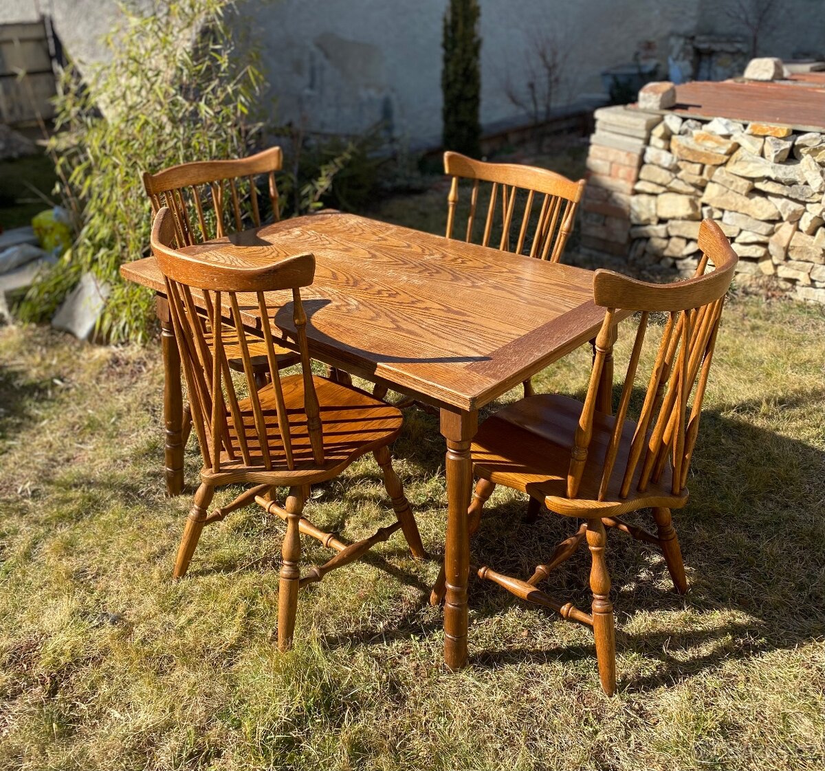 Jídelní rustikální stůl rozkládací + 4 židle - 3