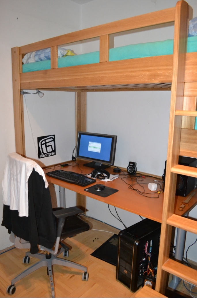 Vyvýšená 2 postel s prostorem dole, NADSTAVBA, masiv dřevo - 3