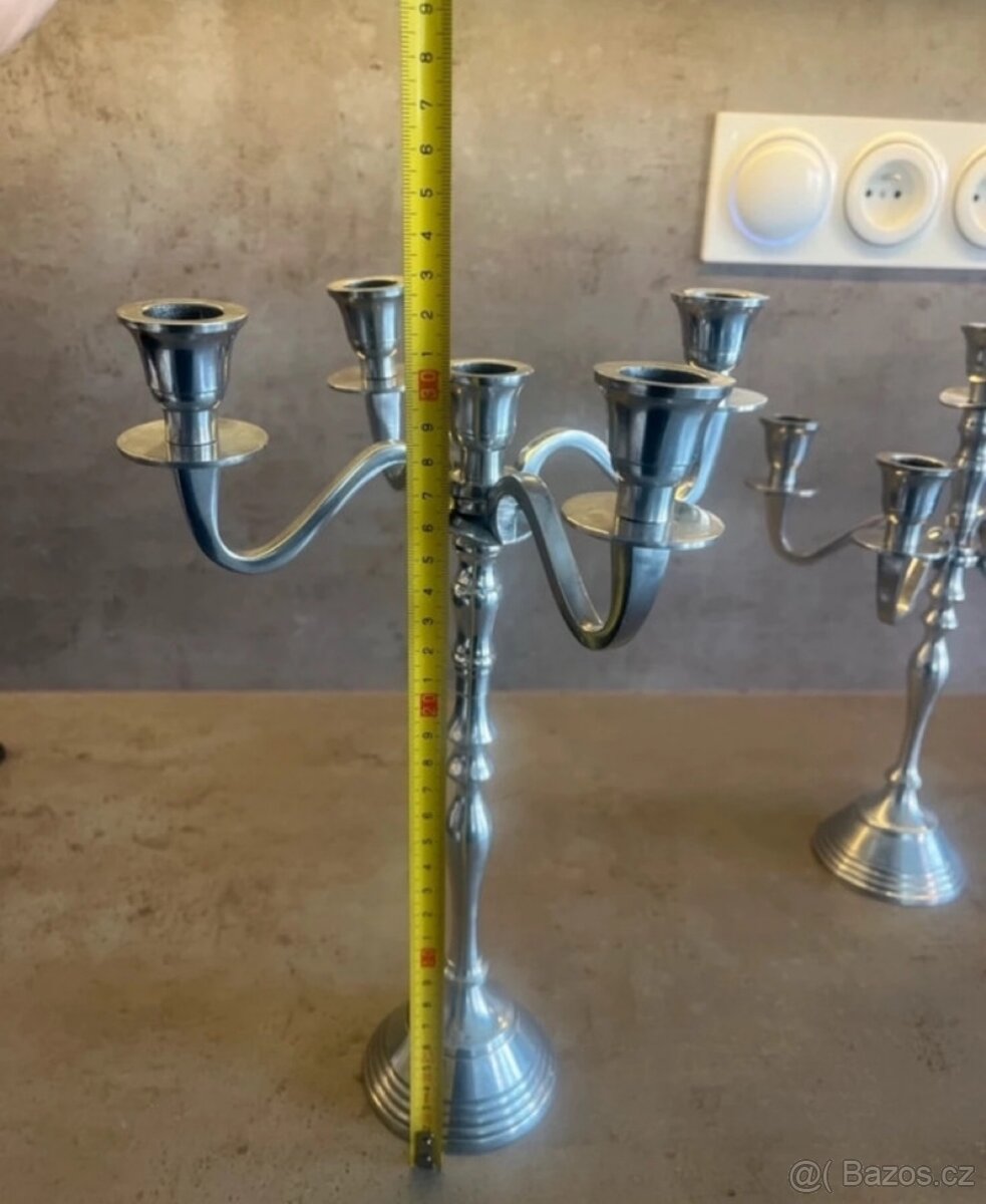 3x stříbrný svícen - 3