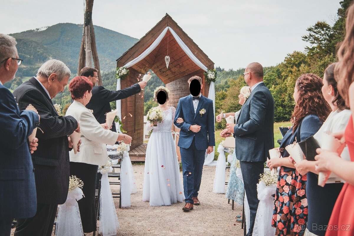 Ručně šité svatební šaty bílé - 3