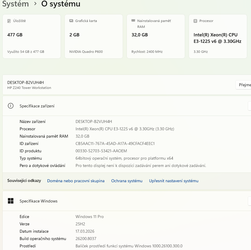 HP Z240 TWR E3-1225v6/32G/512GB/DVD/NVIDIA P600 - 3