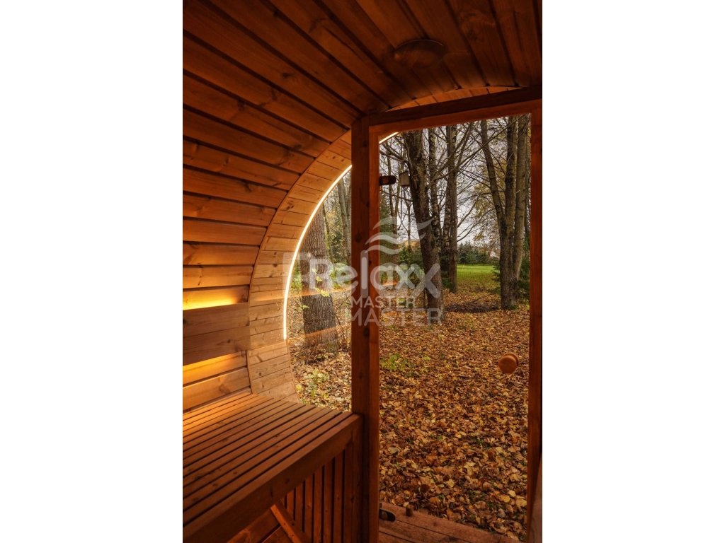 Finská sudová sauna 2,6 m - termo dřevo pro 6 osob - 3