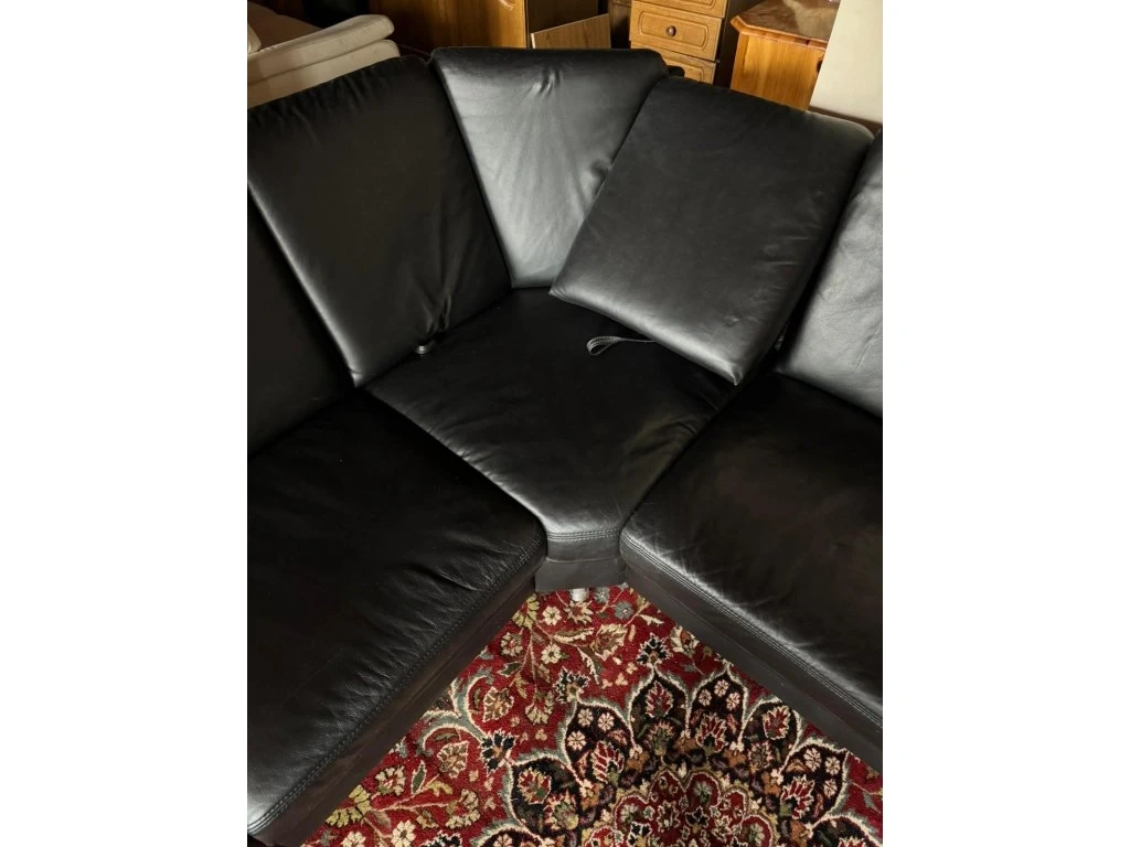 Luxusní rohová kožená sedací souprava s taburetem,3199 - 3