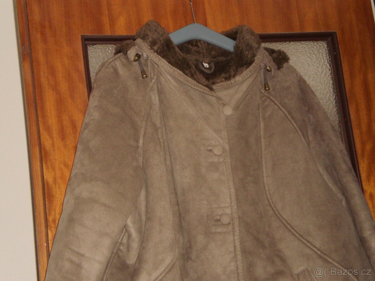 kabát dámský - 3/4 délky - kožich s kapucí - velký XXXL - 3