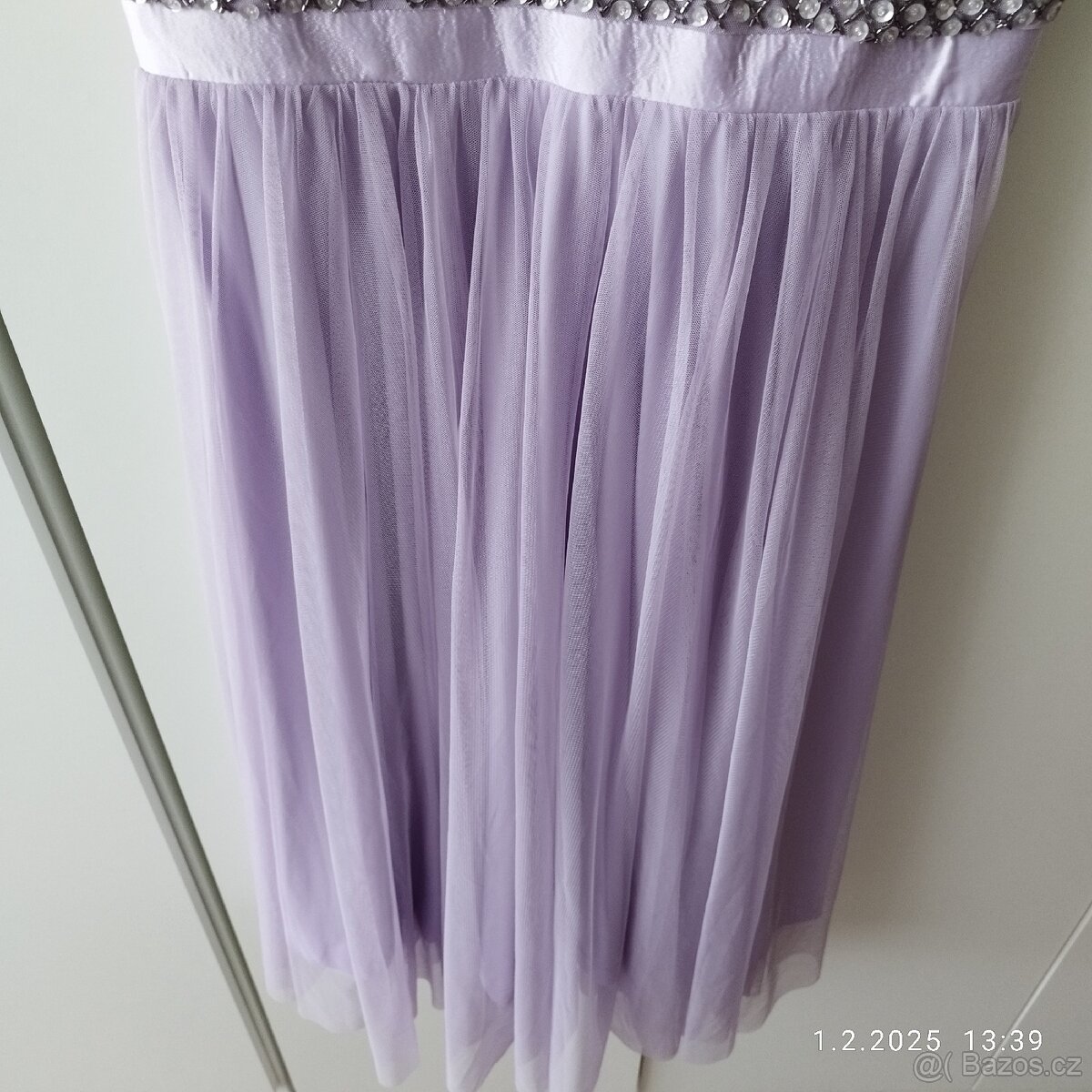 Krásné lila společenské midi šaty GODDIVA, vel. 14 - 3