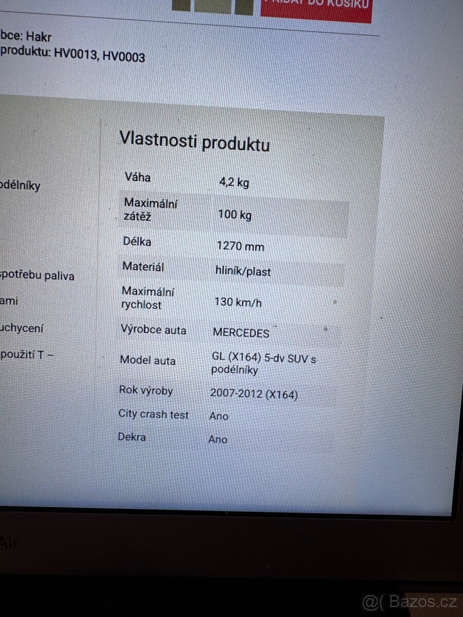 Nosič přičniky na Mercedes GL 2007-2012 Hakr - 3