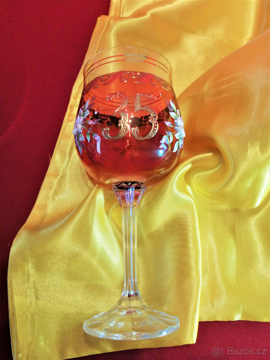 Výroční sklenka ručně malovaná "35" - 3