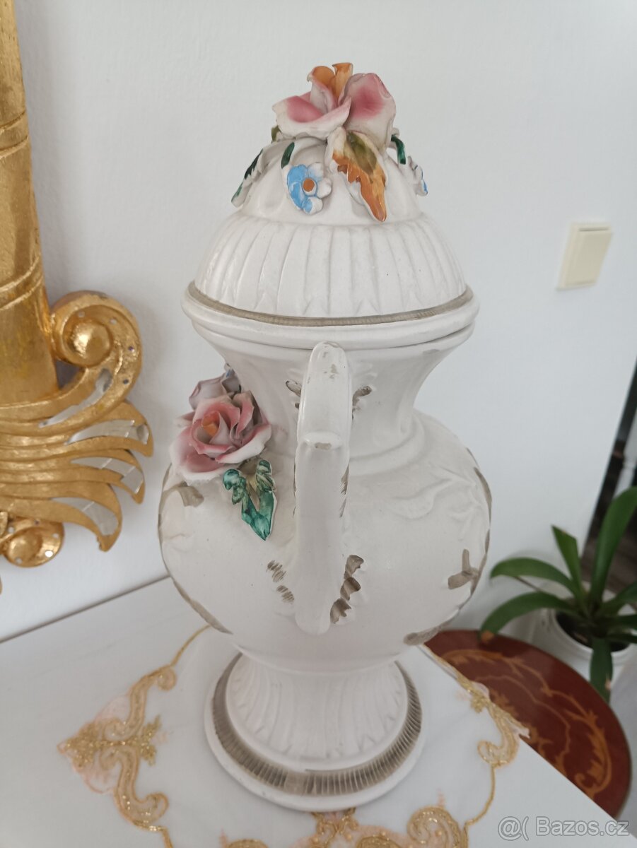 Starožitna porcelánová dzbanova váza. Signováno. - 3