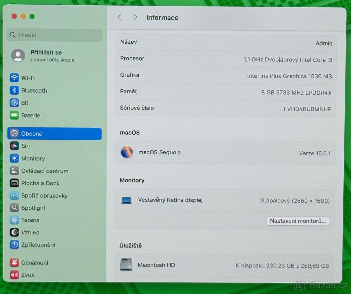 MacBook Air 13” 2020 CTO/8GB RAM/i3/256GB SSD/Záruka - 3