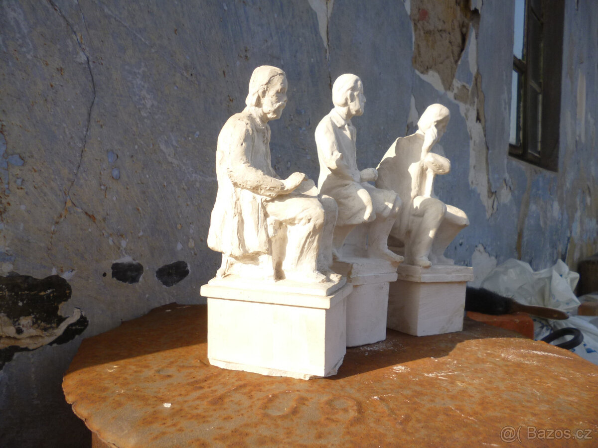 3x sádrová socha Bedřicha Smetany - 3