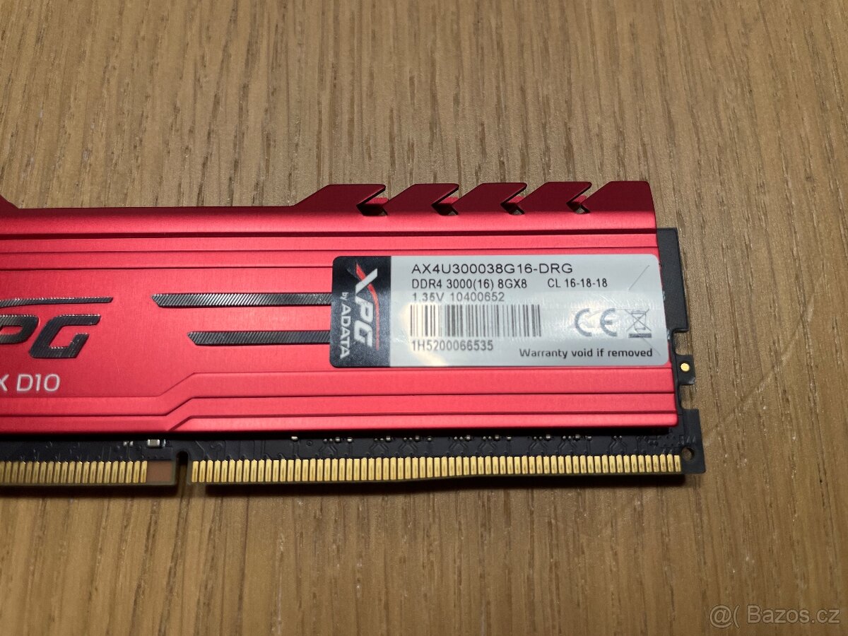 ADATA XPG Gammix D10 RED - 16GB DDR4 3000 MHz (2x 8GB) - 3