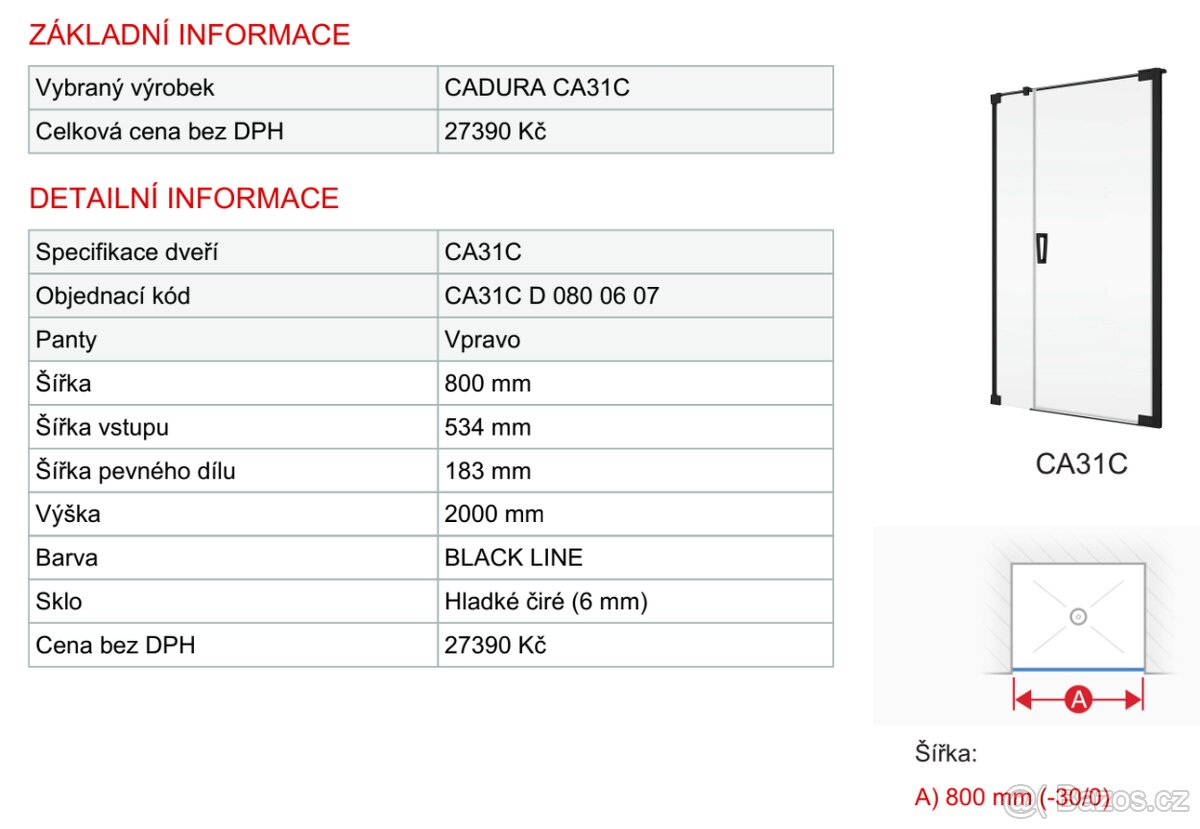 Jednokřídlé dveře CADURA CA31C - 3