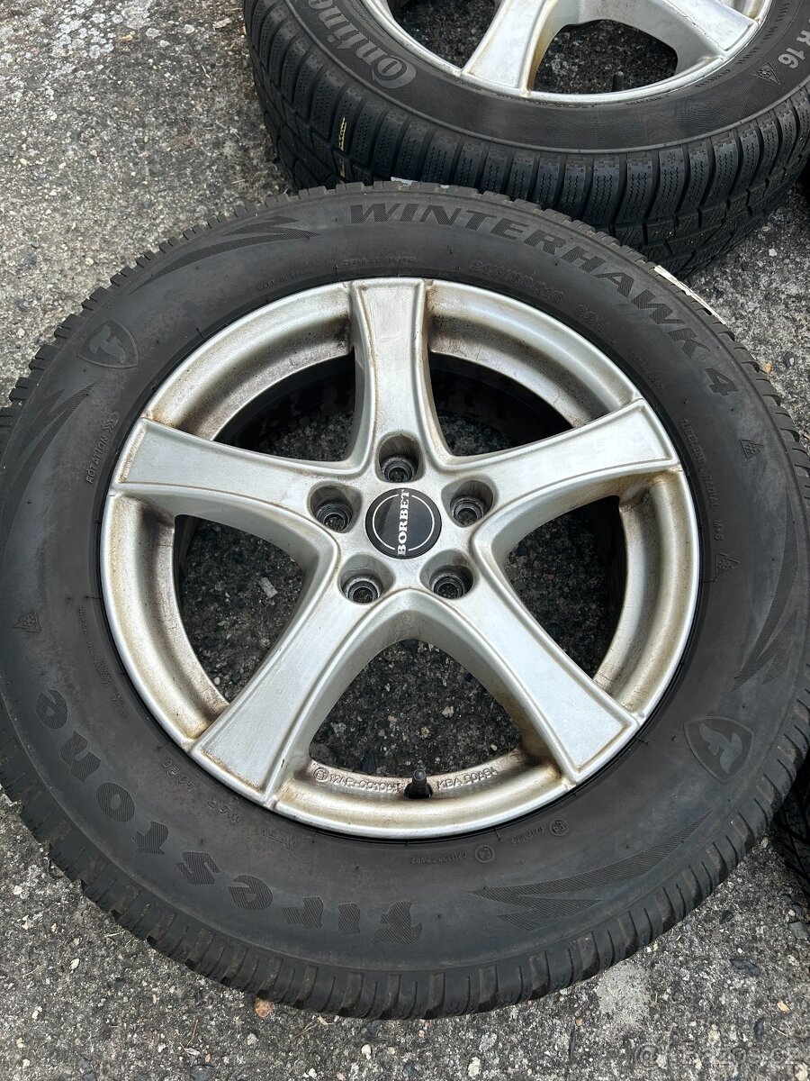 Alu kola Borbet R16 5x112 VW,Škoda + zimní pneu 215/60/16 - 3