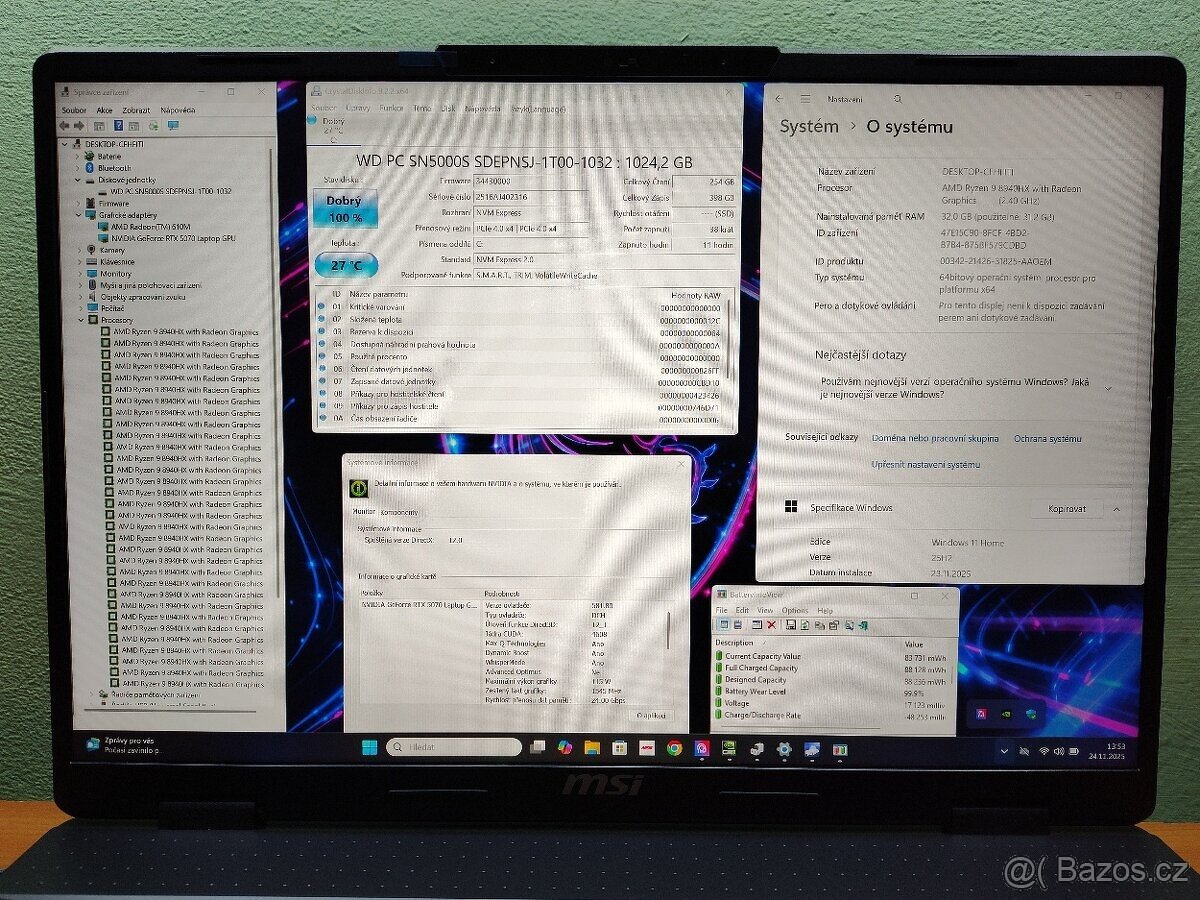 Obří 18" Msi,RTX-5070 Mux,R-9,QHD+,1TB-Záruka - 3