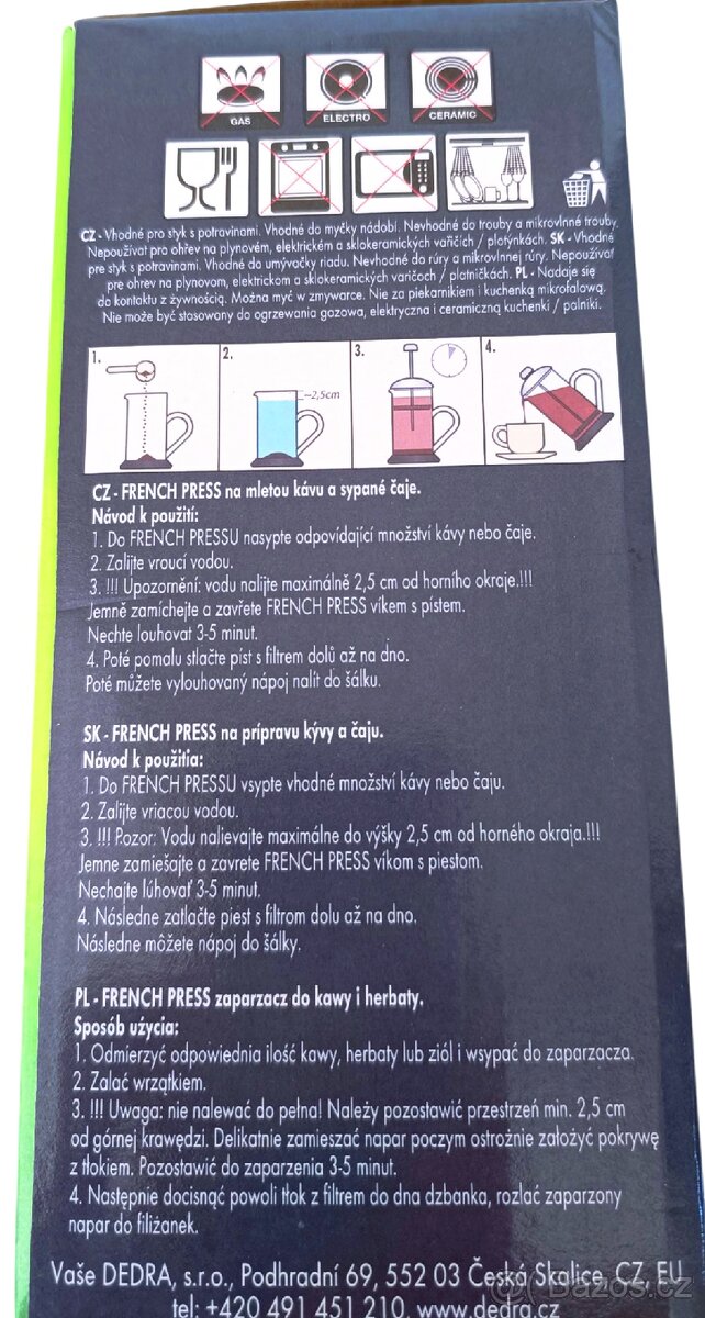 BARISTA | 1 L FRENCH PRESS na kávu a čaj z borosilikát skla - 3