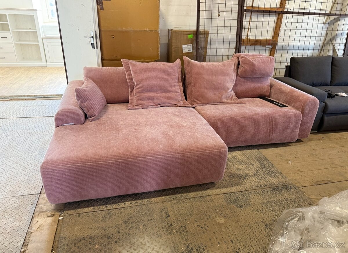 Rohová sedačka elektr. polohování růž. NOVÁ 2. j. - 3