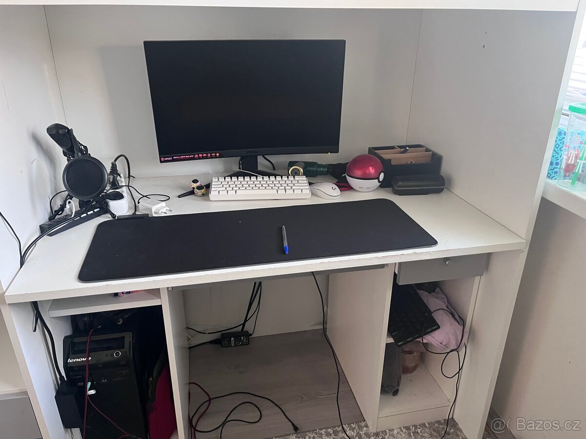 Patrová postel 90 x 200 cm se stolem a skříni - 3