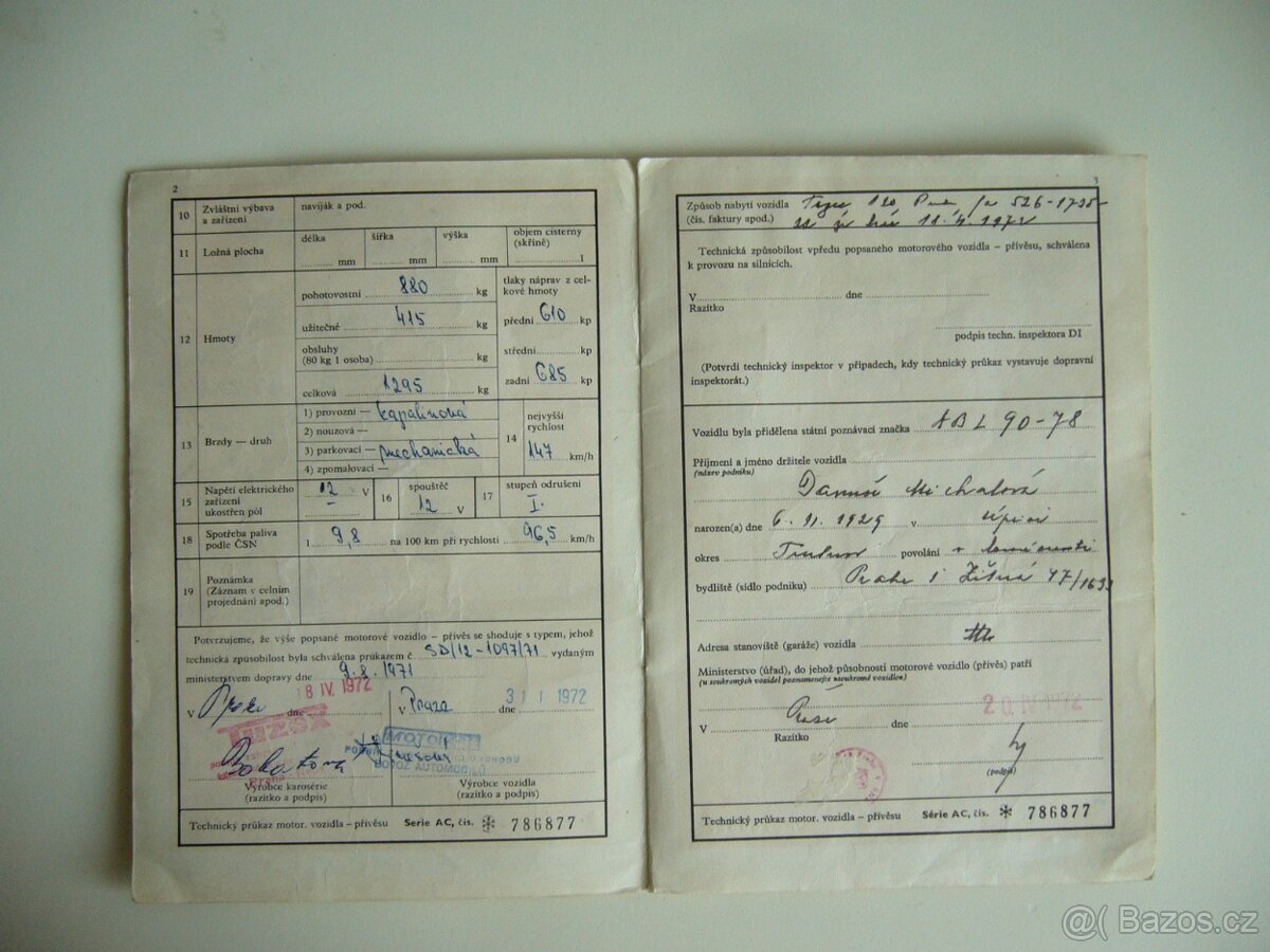 Technický průkaz CITROËN GS r.v. 1972 - 3
