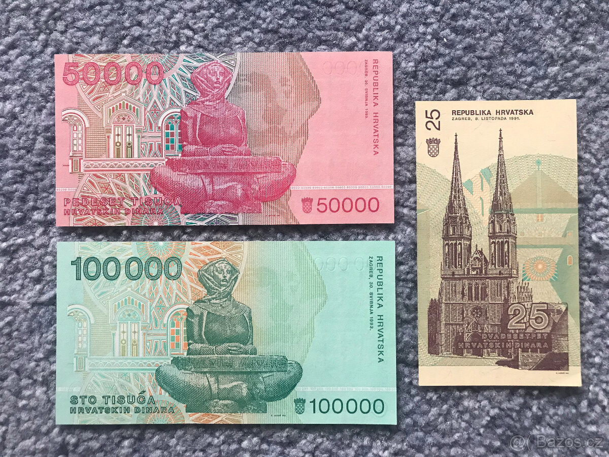 3 bankovky z Chorvatska - 3