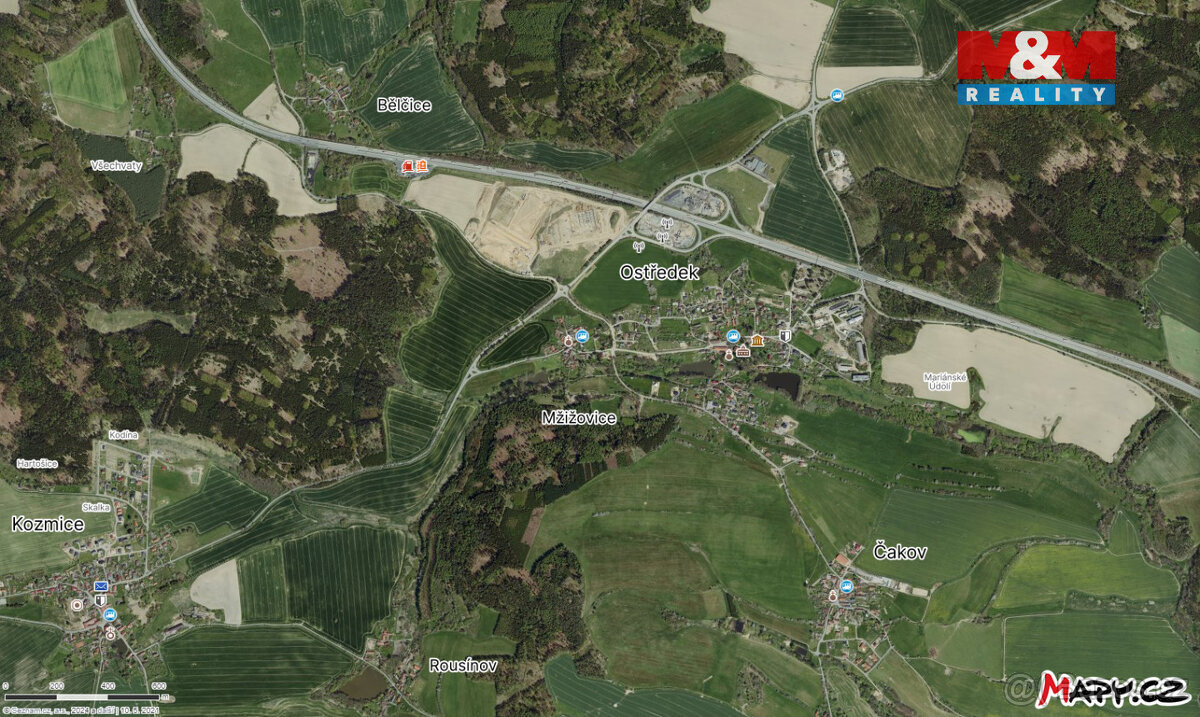 Prodej pozemku k bydlení, 992 m², Ostředek - 3