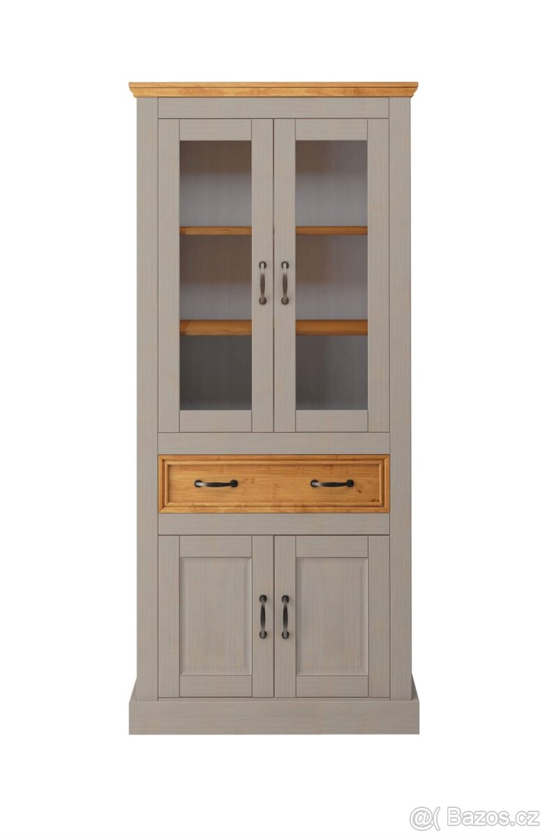 Vitrína Selma masiv antracit NOVÁ 2. jakost - 3