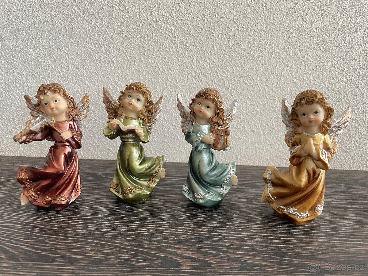 Luxusní set porcelánových 🎄 vánočních andělíčků 🔔 zvonečků - 3