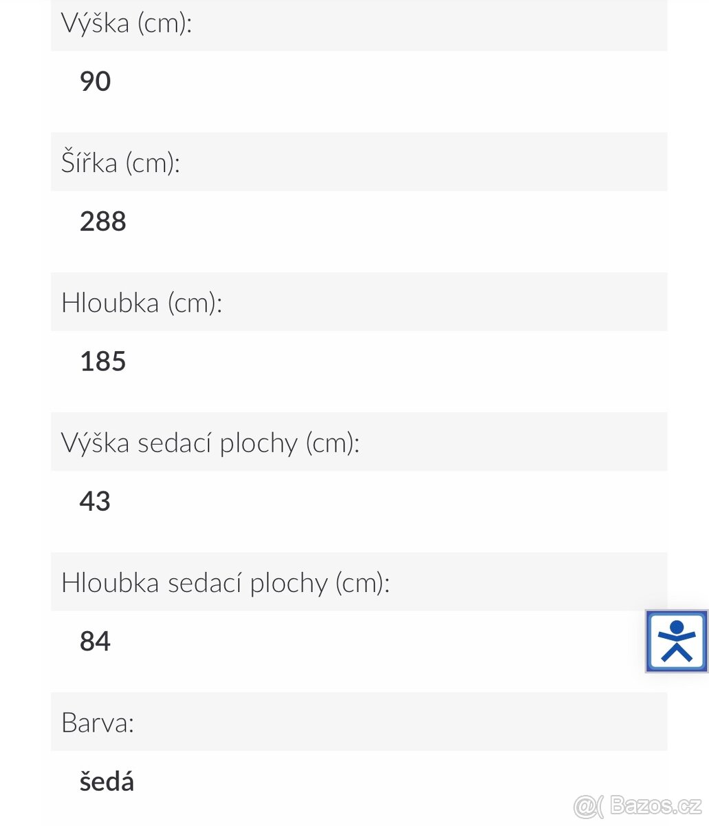 Téměř nová šedá rohová pohovka - 3