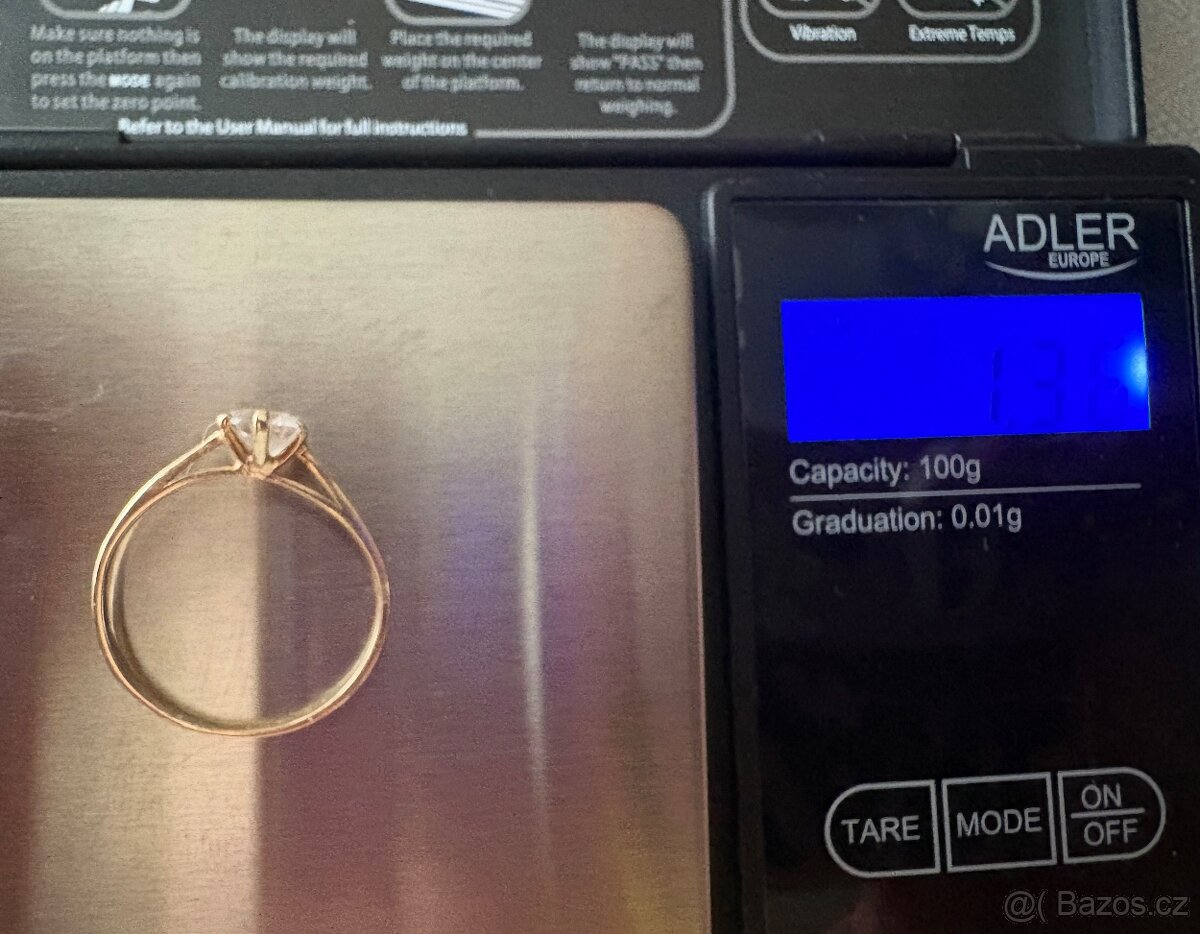 Zlatý zásnubní prsten – 14k zlato, velikost 58 - 3