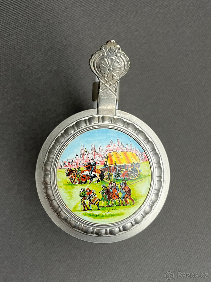 Korbel s cínovým víkem Rytířský turnaj 500ml, BMF - 3