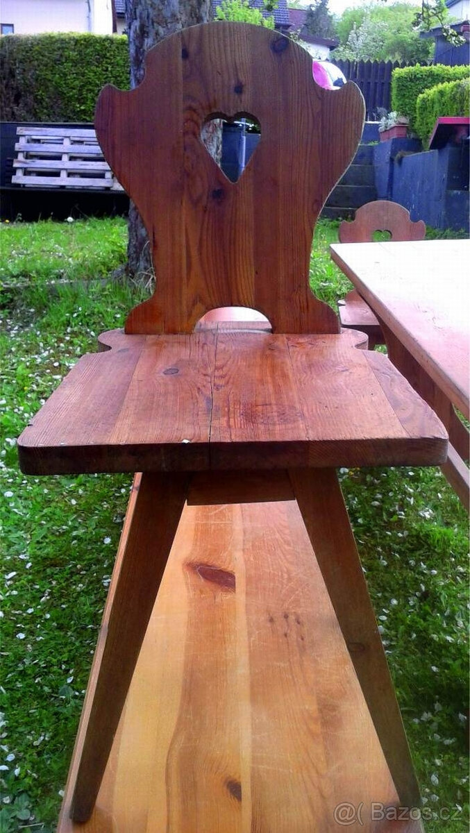 masivní stůl+lavice+židle - 3