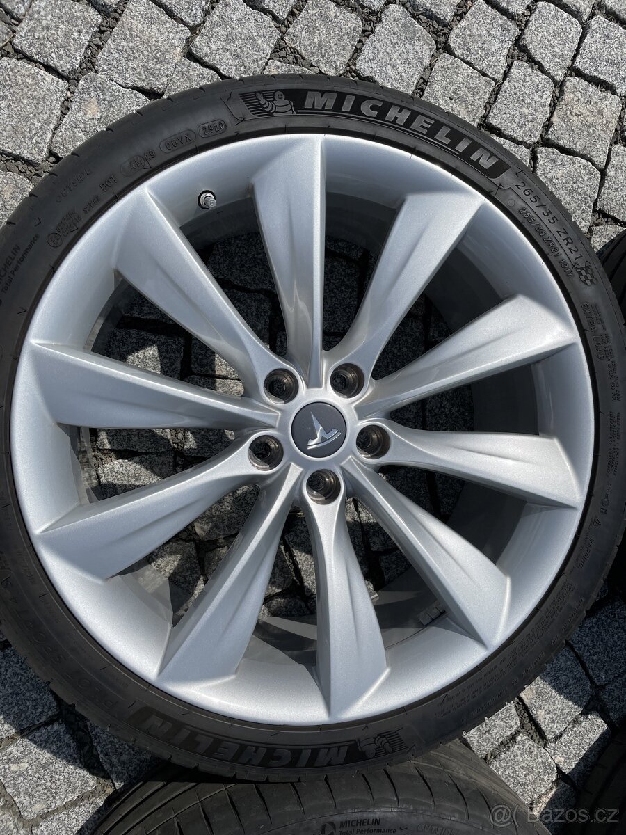 Sada Alu disky 21”+ pneu Tesla model S, Silver Turbine - 3