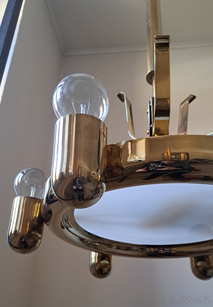 Starožitný funkcionalistický lustr, .lustřík, osvětlení, - 3