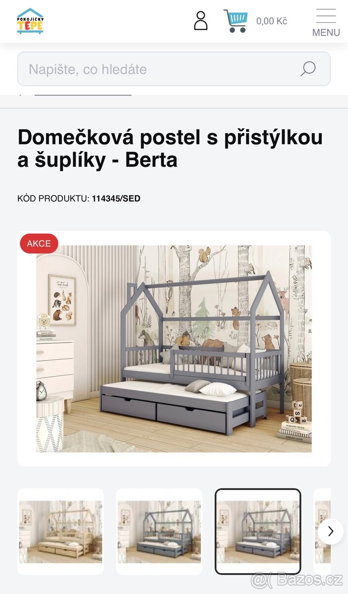 Domečková postel s přistýlkou a šuplíky - Berta - 3