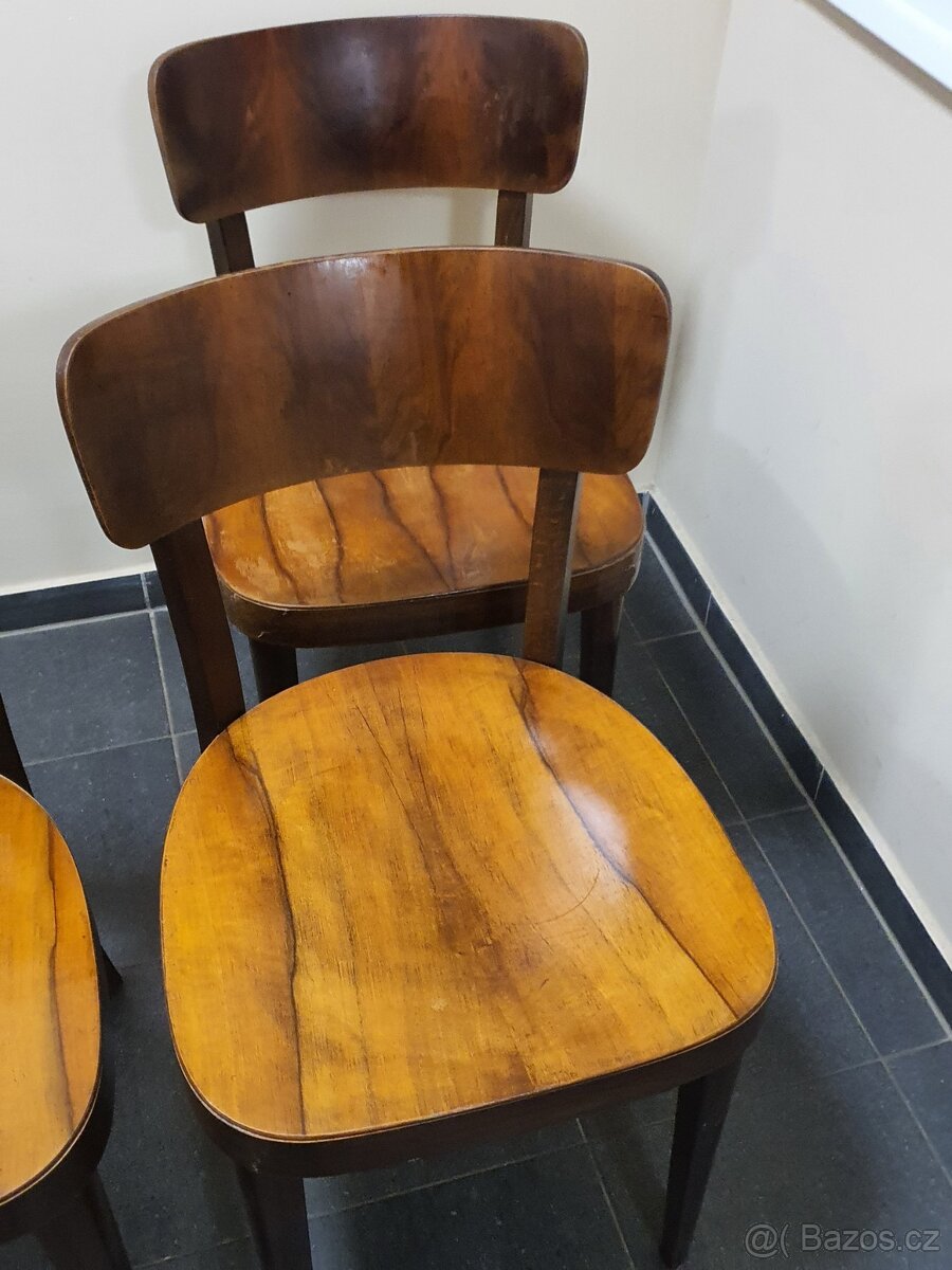 sada THONET starožitné ČSR židle 4ks 1940 - 1950 - 3