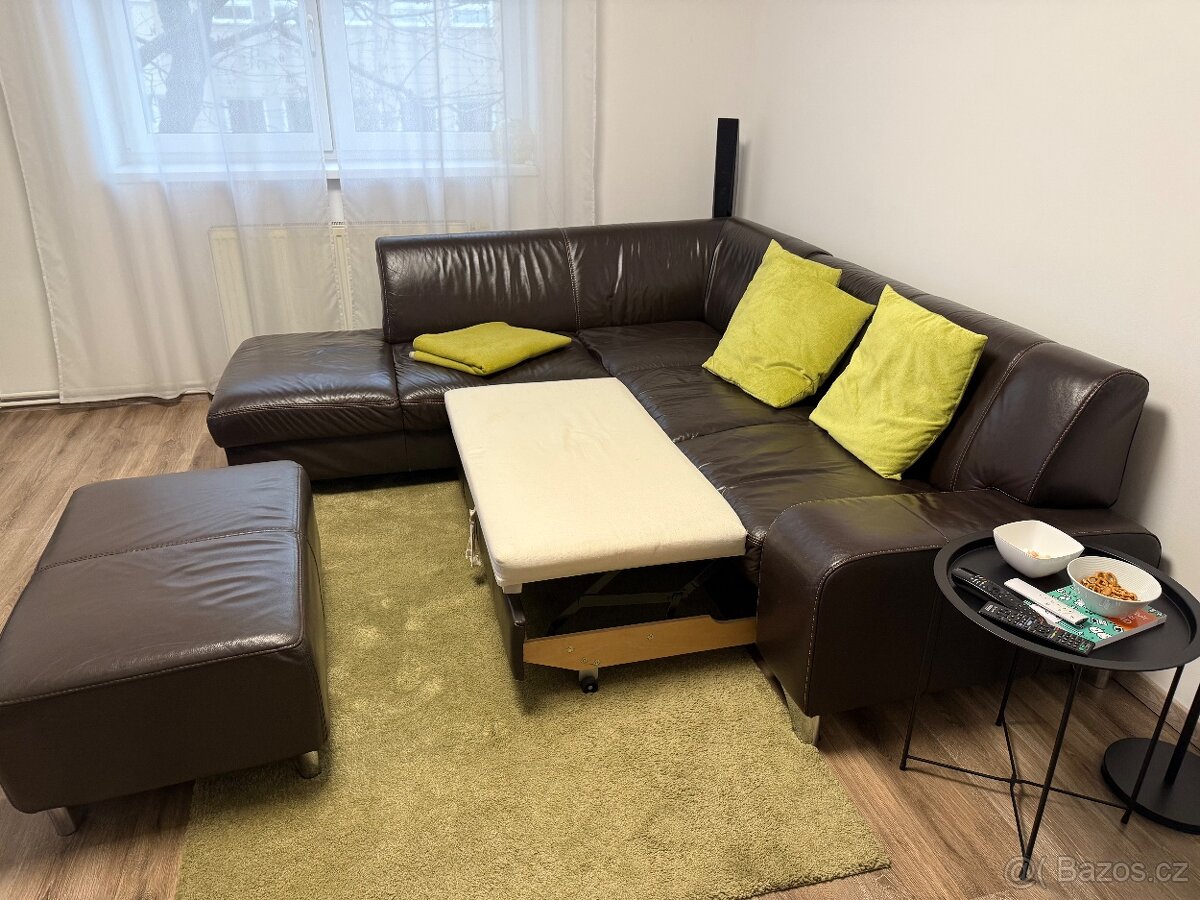Kožená hnědá sedací souprava - 3