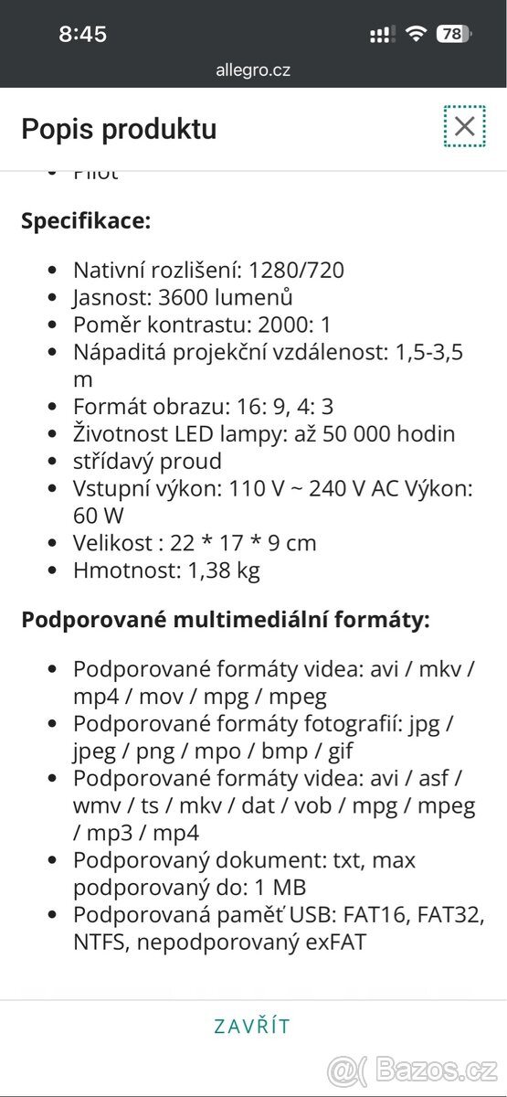 Projektor Bomaker 720p - 3