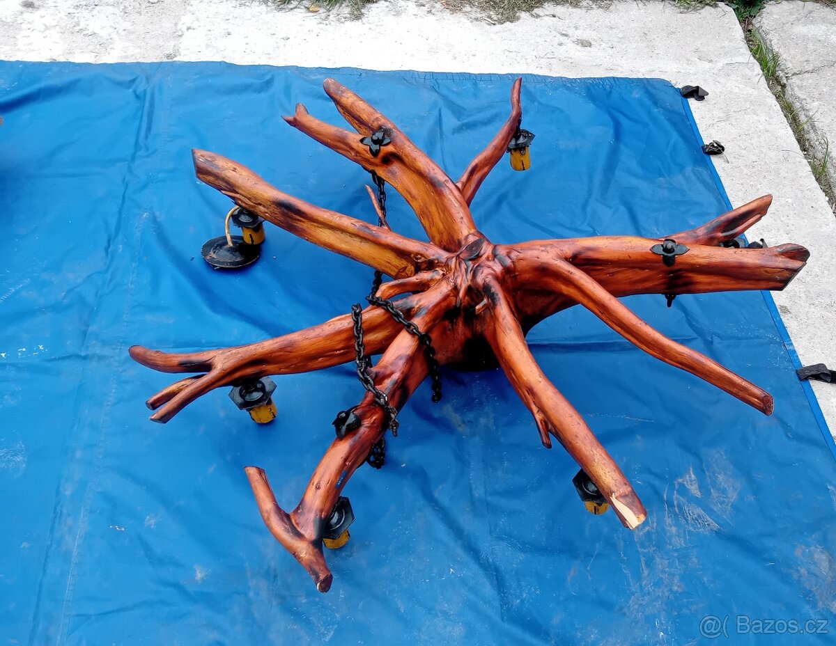 Starožitný lustr z pařezu - 3